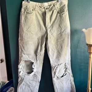 Distressed light sage green Jeans